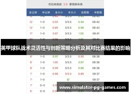 英甲球队战术灵活性与创新策略分析及其对比赛结果的影响